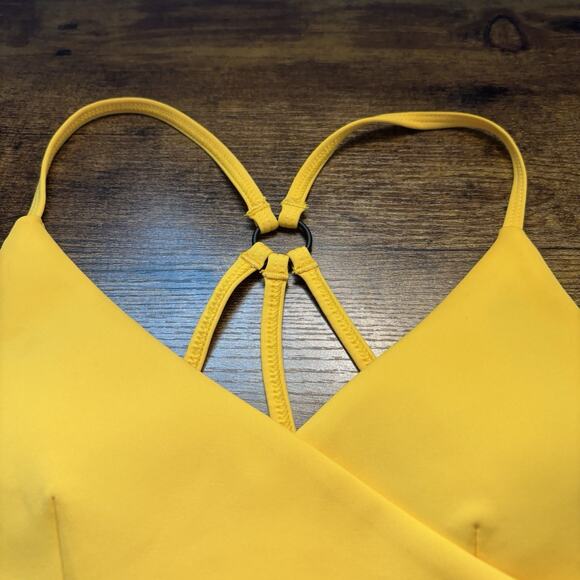 Revolve Lovewave XS Yellow Strappy Brittany Sports Bra Surplice Criss Cross - Picture 7 of 15